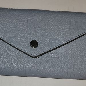 Jet Set Travel Large Logo Embossed Leather Envelope Wallet - Pale Blue